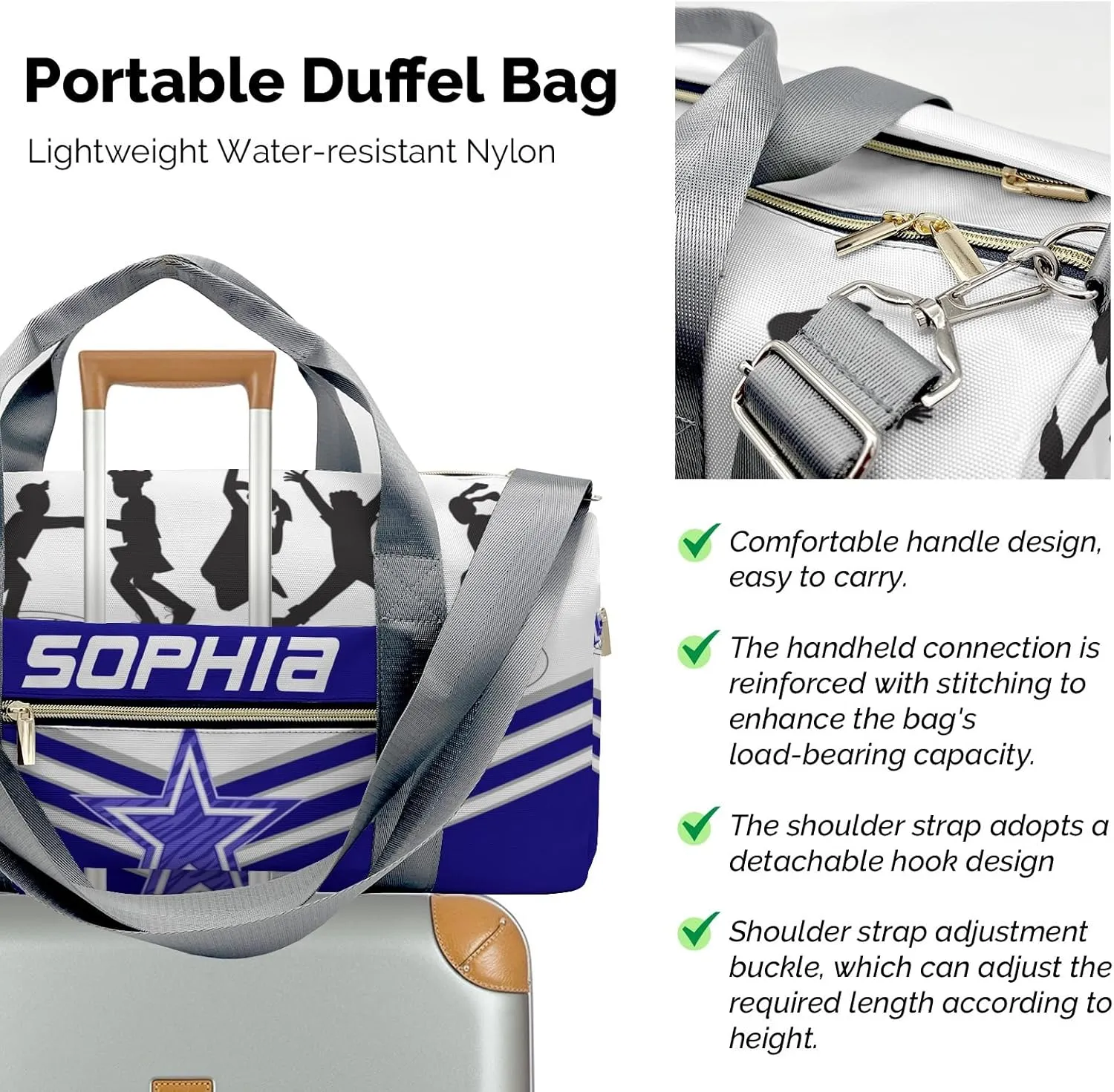 Custom Duffel Bag Jumping Trampoline Blue Athlete Multi-Function Travel Bag Sporty and Stylish: The Best Travel Bags for Athletes