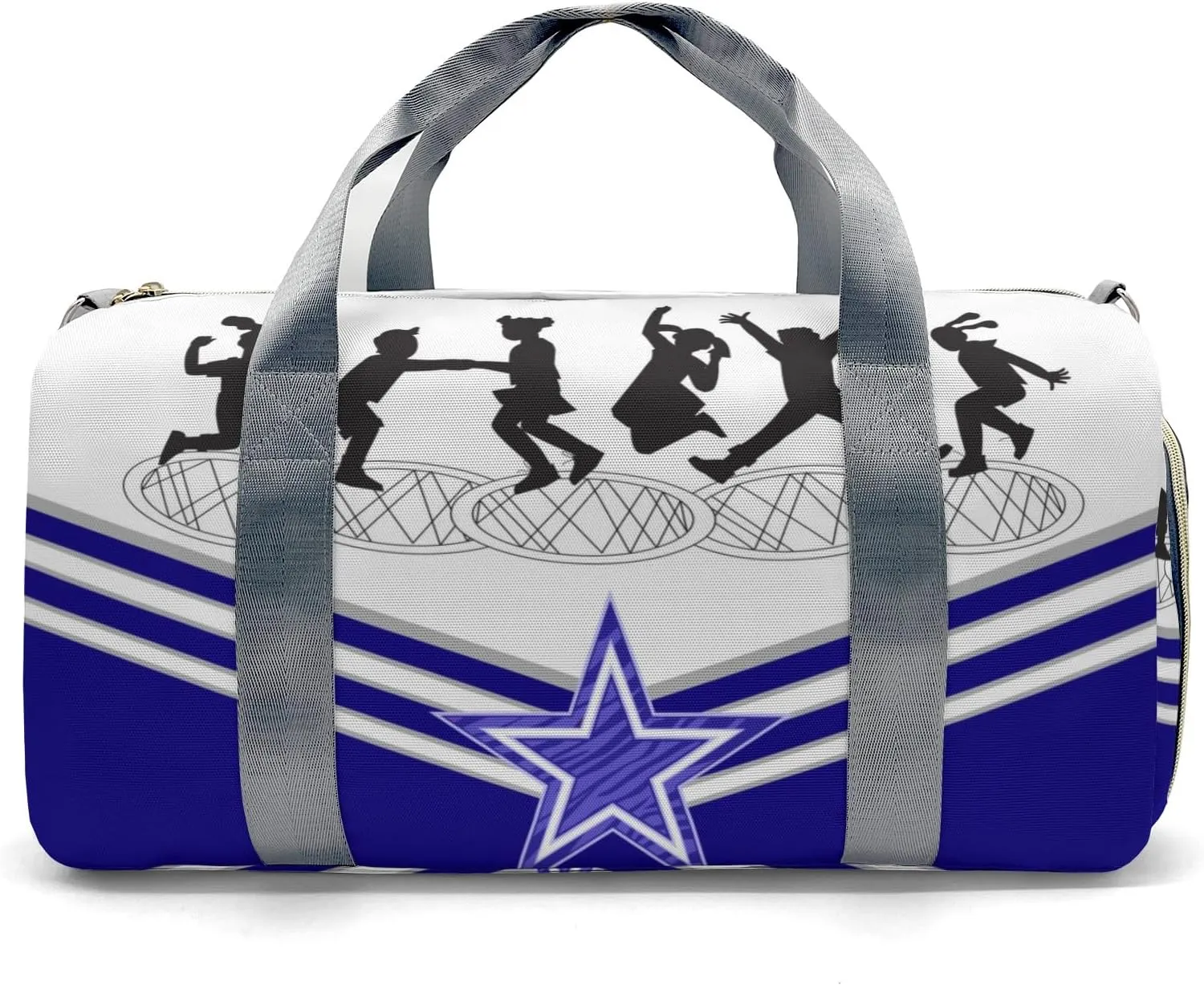 Custom Duffel Bag Jumping Trampoline Blue Athlete Multi-Function Travel Bag Sporty and Stylish: The Best Travel Bags for Athletes