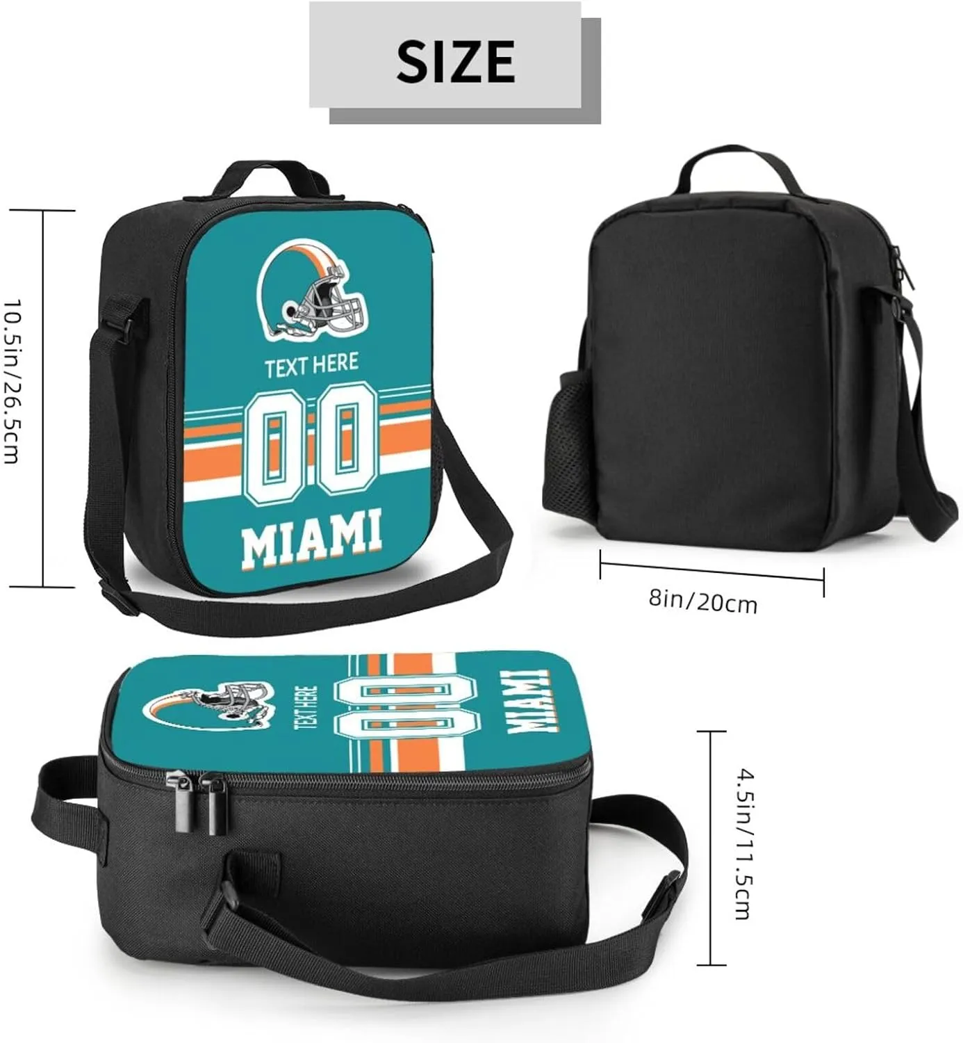 Custom Miami Lunch Bag Gifts For Men Women Fans, Personalized Name And Number Lunch Box Adjustable Shoulder Straps Insulated Lunch Bags For Work Picnic Travel