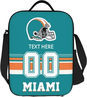 Custom Miami Lunch Bag Gifts For Men Women Fans, Personalized Name And Number Lunch Box Adjustable Shoulder Straps Insulated Lunch Bags For Work Picnic Travel