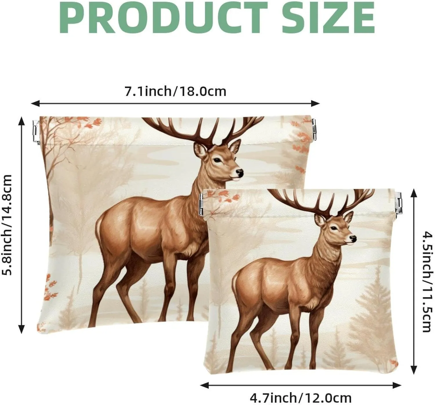 Cute Christmas Elk-16 Pocket Cosmetic Bag, Waterproof Squeeze Makeup Bag No Zipper Self-Closing, Portable Mini Travel Storage for Headphones Jewelry