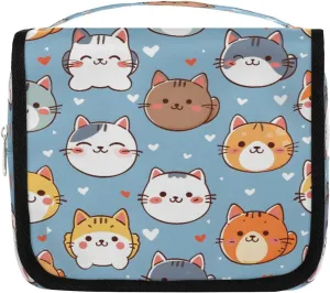 Cute Colorful Animal Cat Hanging Toiletry Bag Waterproof Makeup Cosmetic Bag Travel Bag Organizer for Accessories Shampoo Full Sized Container Travel-Essentials Toiletry Bag