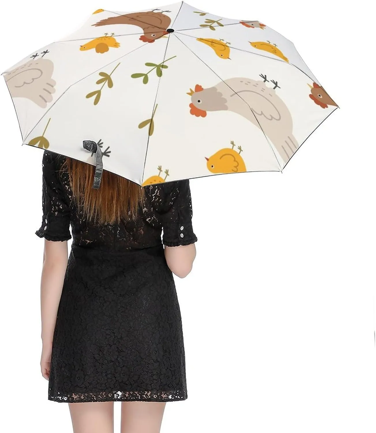 Cute Dog Heads Compact Travel Umbrella, Windproof Waterproof Stick Umbrella Protection Umbrellas