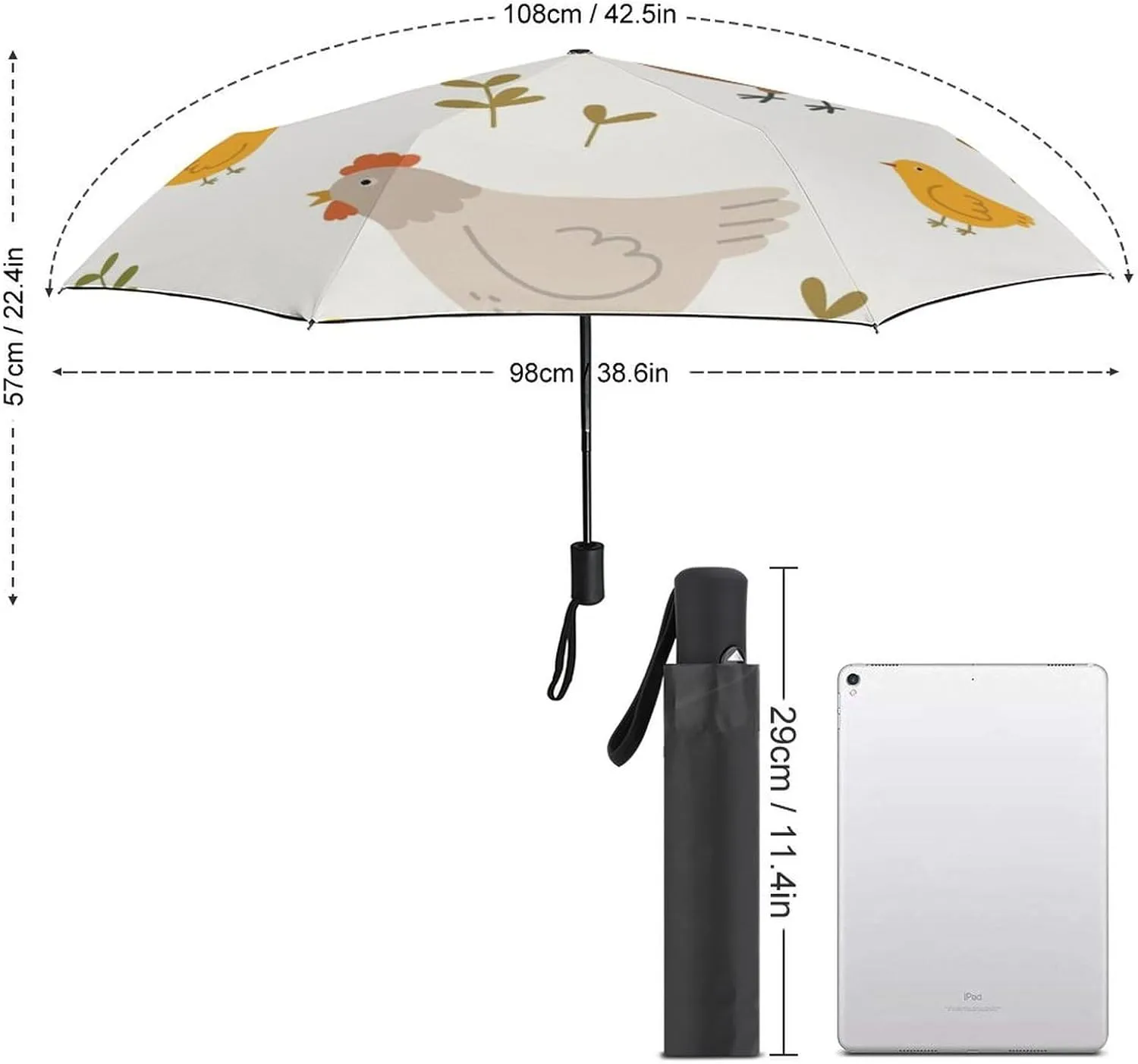 Cute Dog Heads Compact Travel Umbrella, Windproof Waterproof Stick Umbrella Protection Umbrellas