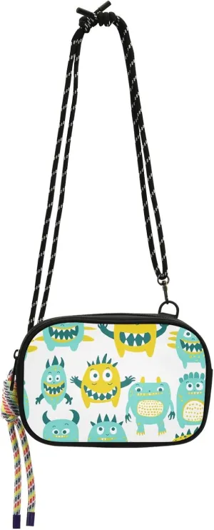 Cute Little Monsters Green Yellow Mini Crossbody Bags for Women Trendy with Credit Card Slots Over Shoulder Purse Have a meal