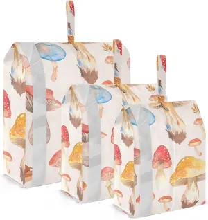 Cute Mushrooms Travel Storage Bag with Lanyard - Portable Lightweight Classified Storage Bag with Zipper, Dust and Waterproof Travel Packing Cube for Suitcase,3 Pieces
