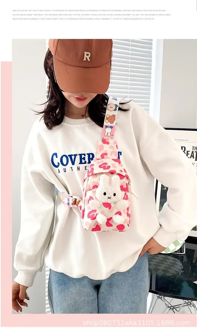 Cute Rabbit Mini Crossbody Bag for Women Stylish Canvas Shoulder Purse Best Gift