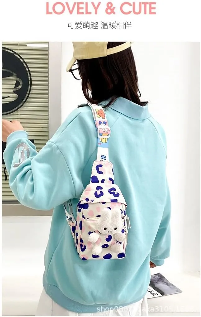 Cute Rabbit Mini Crossbody Bag for Women Stylish Canvas Shoulder Purse Best Gift