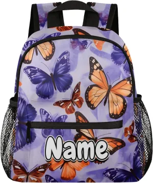 Decorative Butterfly Floral Print Personalized Backpack Bag with Name Lightweight Custom Shoulder Bags Waterproof Casual Backpacks Travel Laptop Bag for Work Picnic 12in
