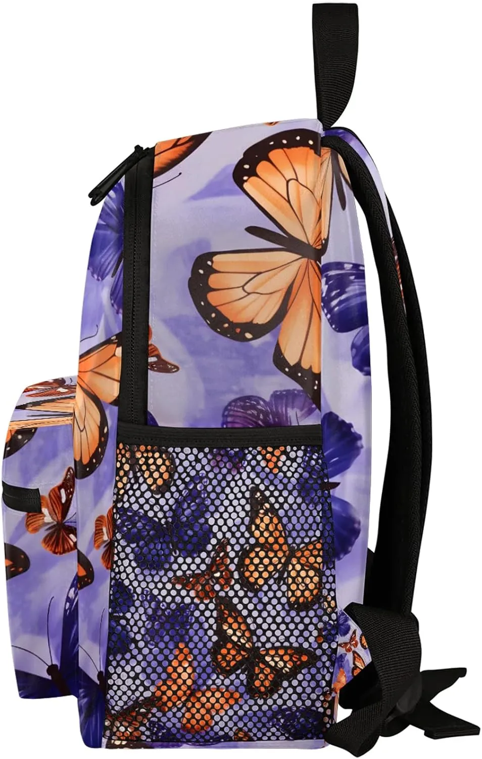 Decorative Butterfly Floral Print Personalized Backpack Bag with Name Lightweight Custom Shoulder Bags Waterproof Casual Backpacks Travel Laptop Bag for Work Picnic 12in