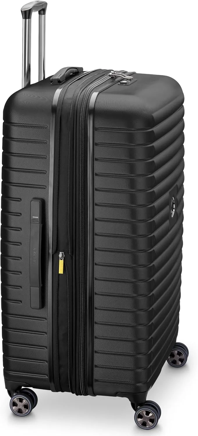 DELSEY PARIS Cruise 3.0 Hardside Expandable Luggage with Spinner Wheels, Black, Checked-Large 28 Inch