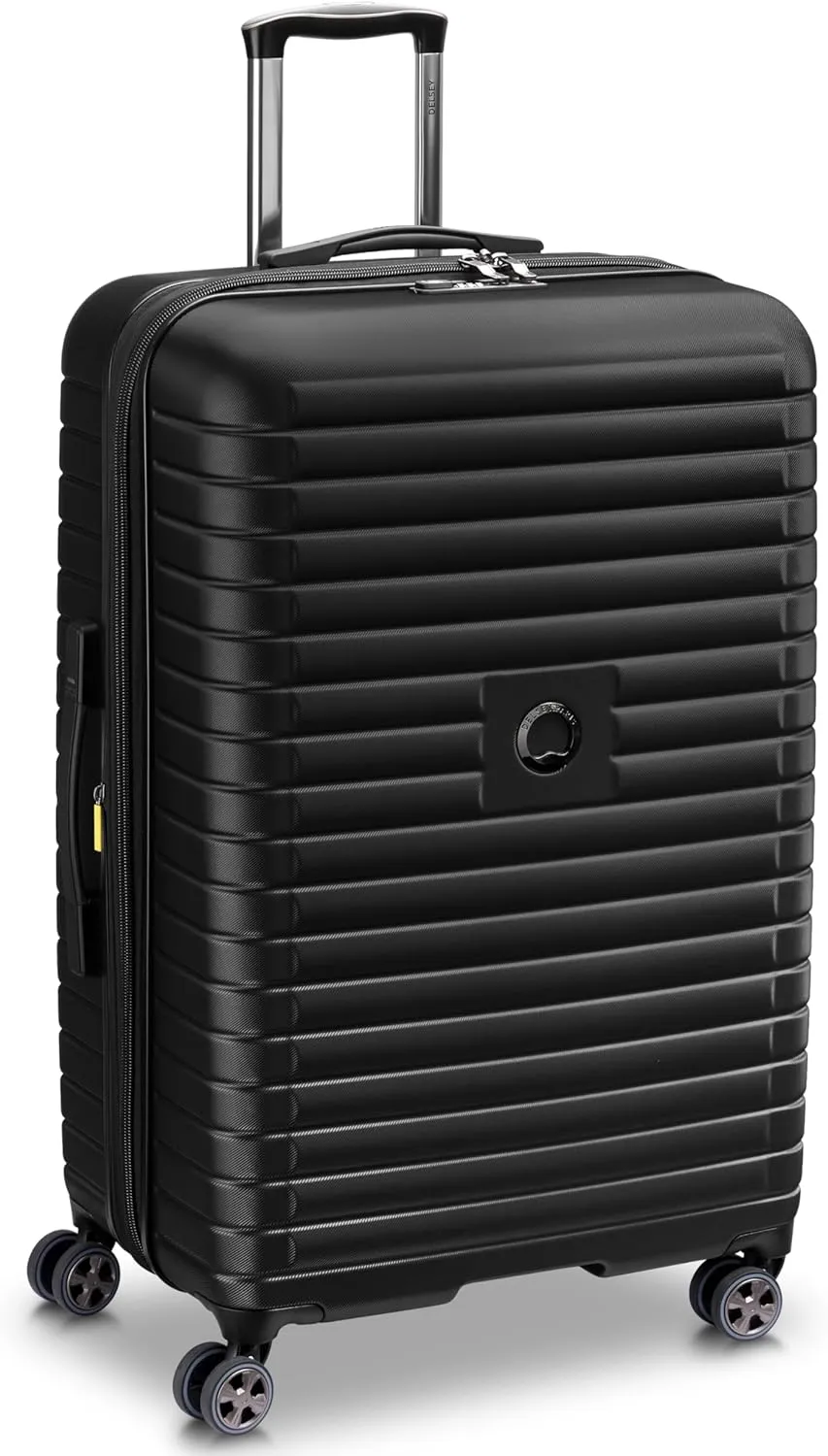 DELSEY PARIS Cruise 3.0 Hardside Expandable Luggage with Spinner Wheels, Black, Checked-Large 28 Inch