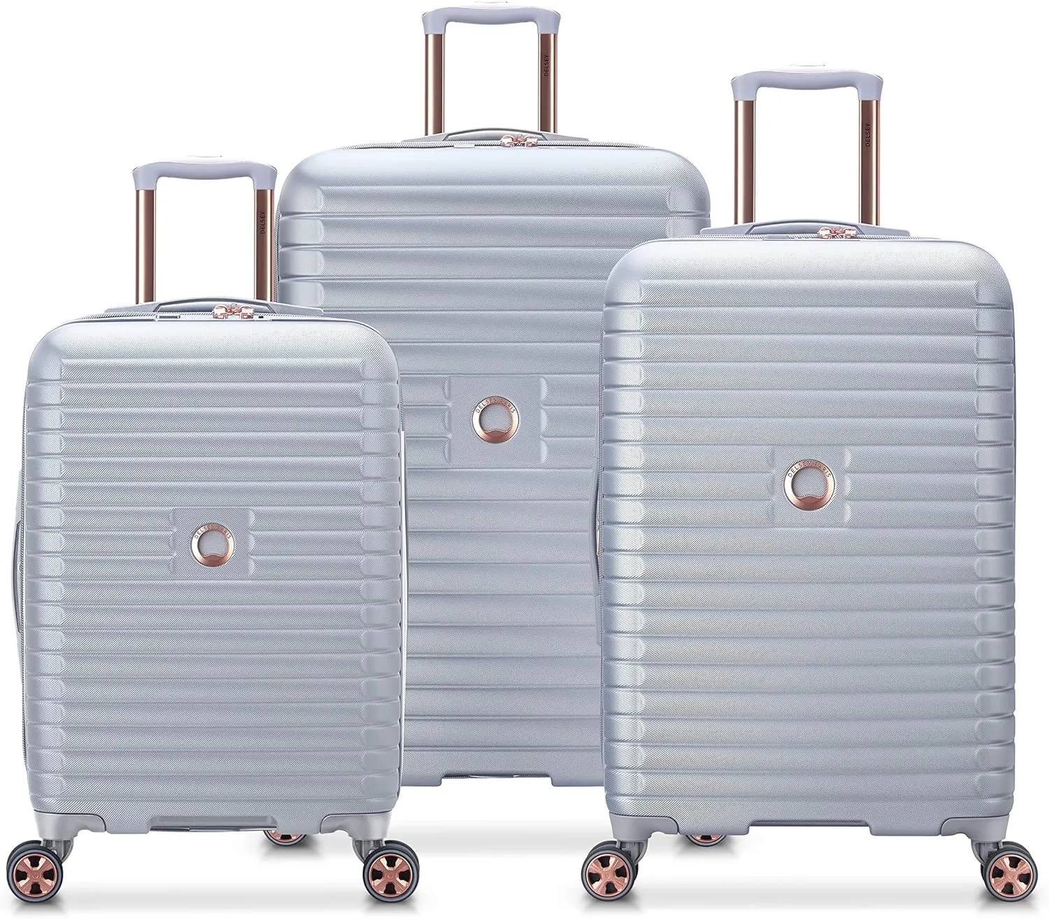 DELSEY PARIS Cruise 3.0 Hardside Expandable Luggage with Spinner Wheels, Platinum, 3 Piece Set (21/24/28)