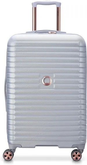 DELSEY PARIS Cruise 3.0 Hardside Expandable Luggage with Spinner Wheels, Platinum, Checked-Medium 24 Inch