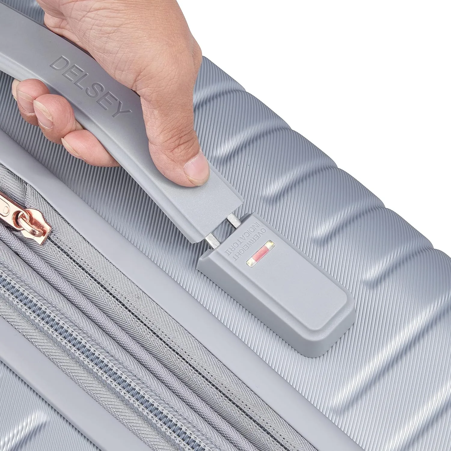 DELSEY PARIS Cruise 3.0 Hardside Expandable Luggage with Spinner Wheels, Platinum, Checked-Medium 24 Inch