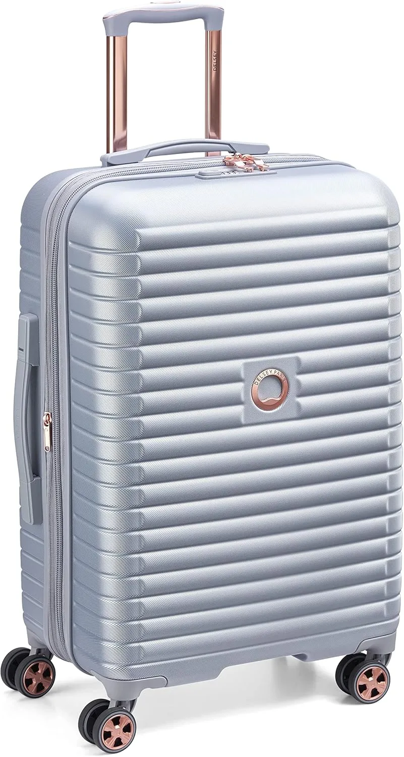 DELSEY PARIS Cruise 3.0 Hardside Expandable Luggage with Spinner Wheels, Platinum, Checked-Medium 24 Inch