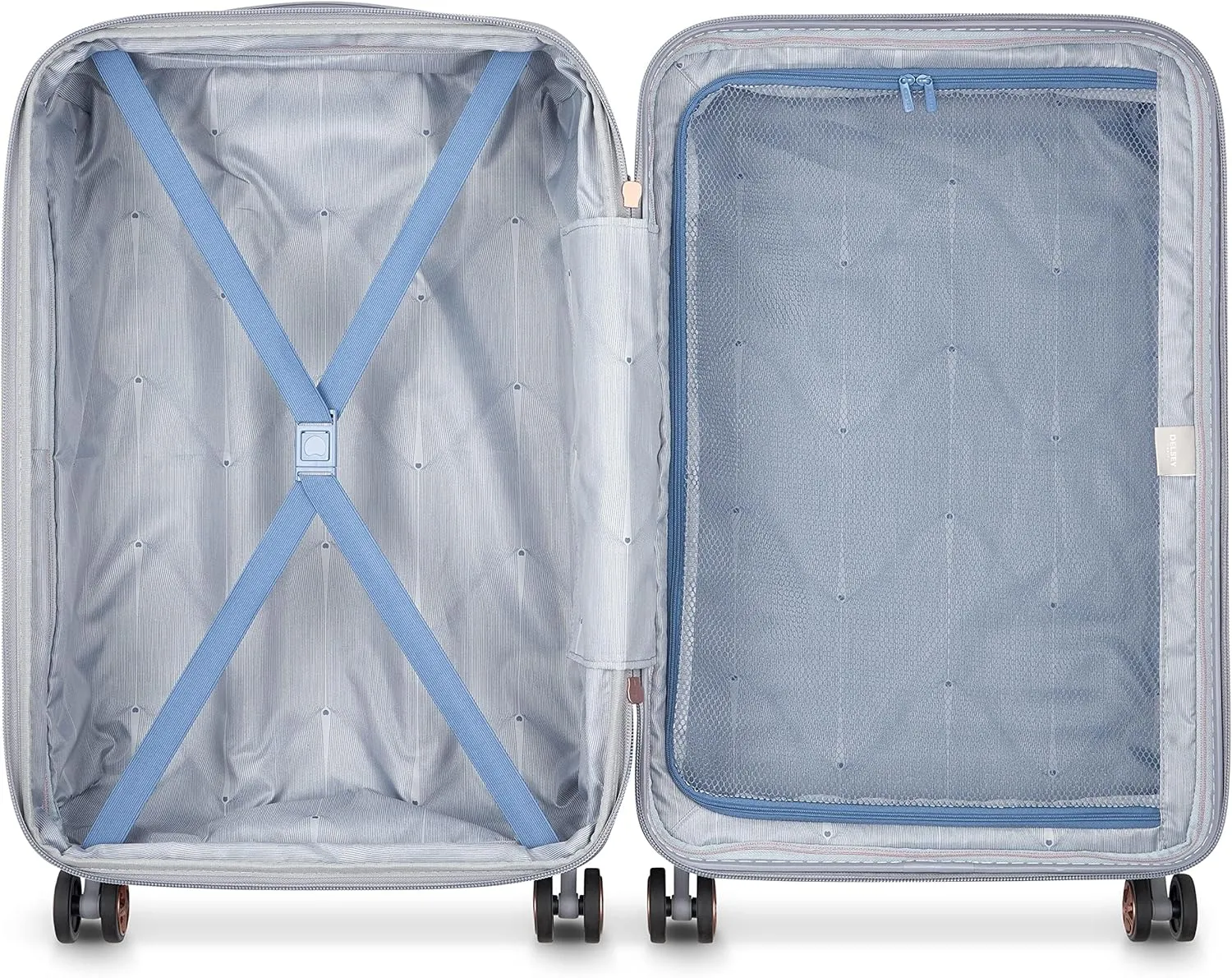 DELSEY PARIS Cruise 3.0 Hardside Expandable Luggage with Spinner Wheels, Platinum, Checked-Medium 24 Inch