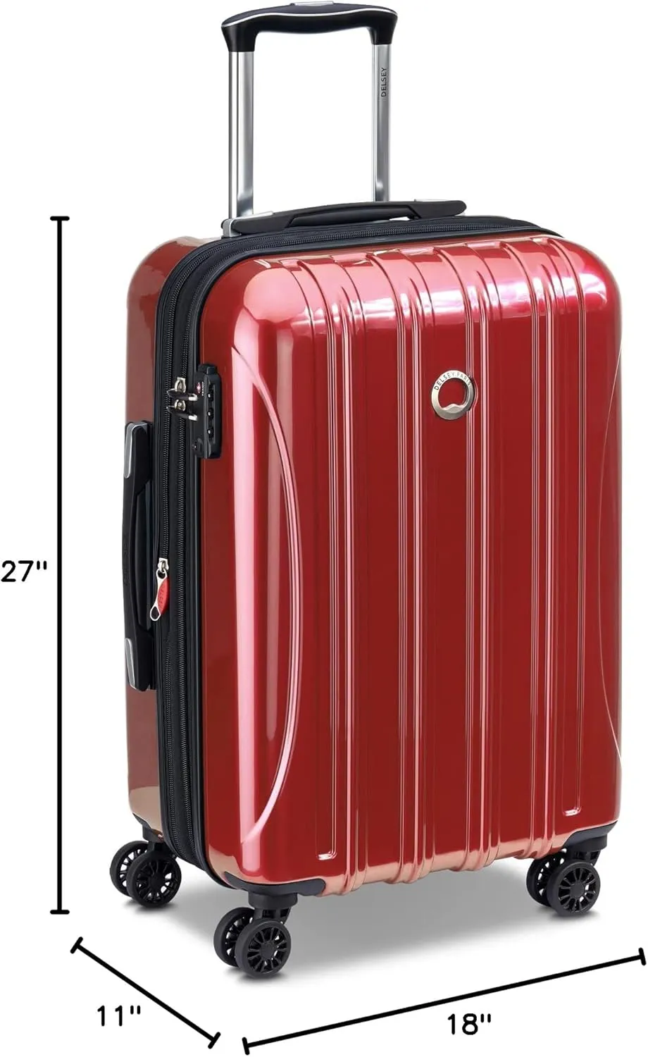 DELSEY PARIS Helium Aero Hardside Expandable Luggage with Spinner Wheels, Brick Red, 2-Piece Set (21/25)