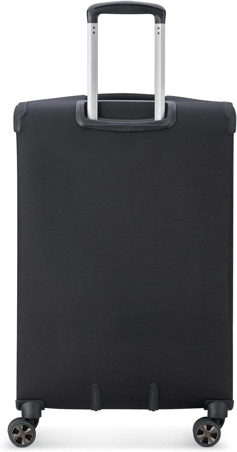 DELSEY PARIS Helium DLX Softside Expandable Luggage with Spinner Wheels, Black, Checked-Medium 25 Inch