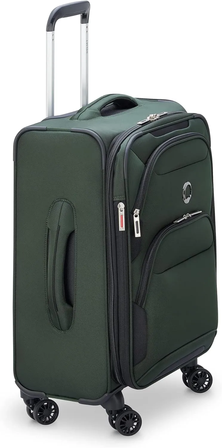 DELSEY PARIS Sky Max 2.0 Softside Expandable Luggage with Spinner Wheels, Green, 2-Piece Set (21/24)