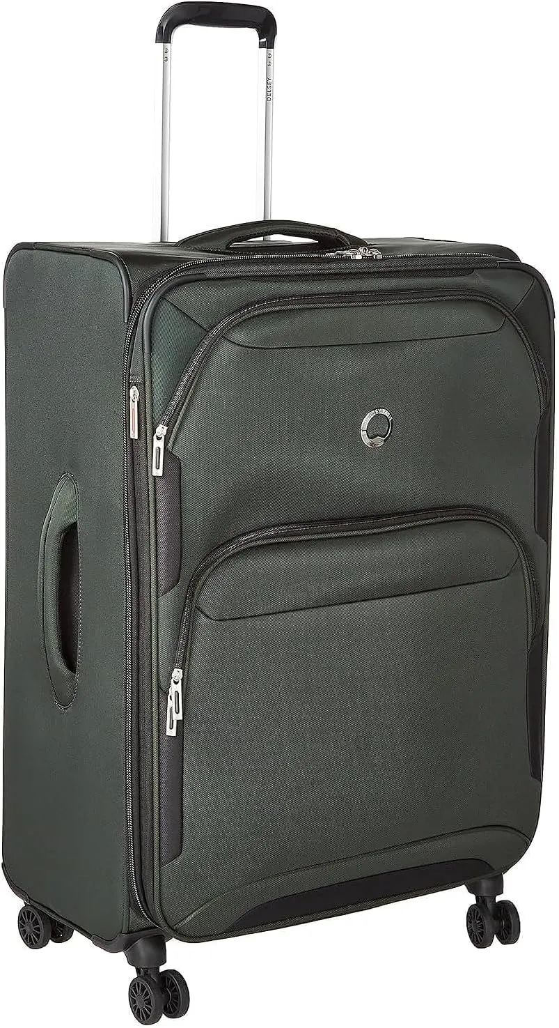 DELSEY PARIS Sky Max 2.0 Softside Expandable Luggage with Spinner Wheels, Green, 2-Piece Set (21/24)