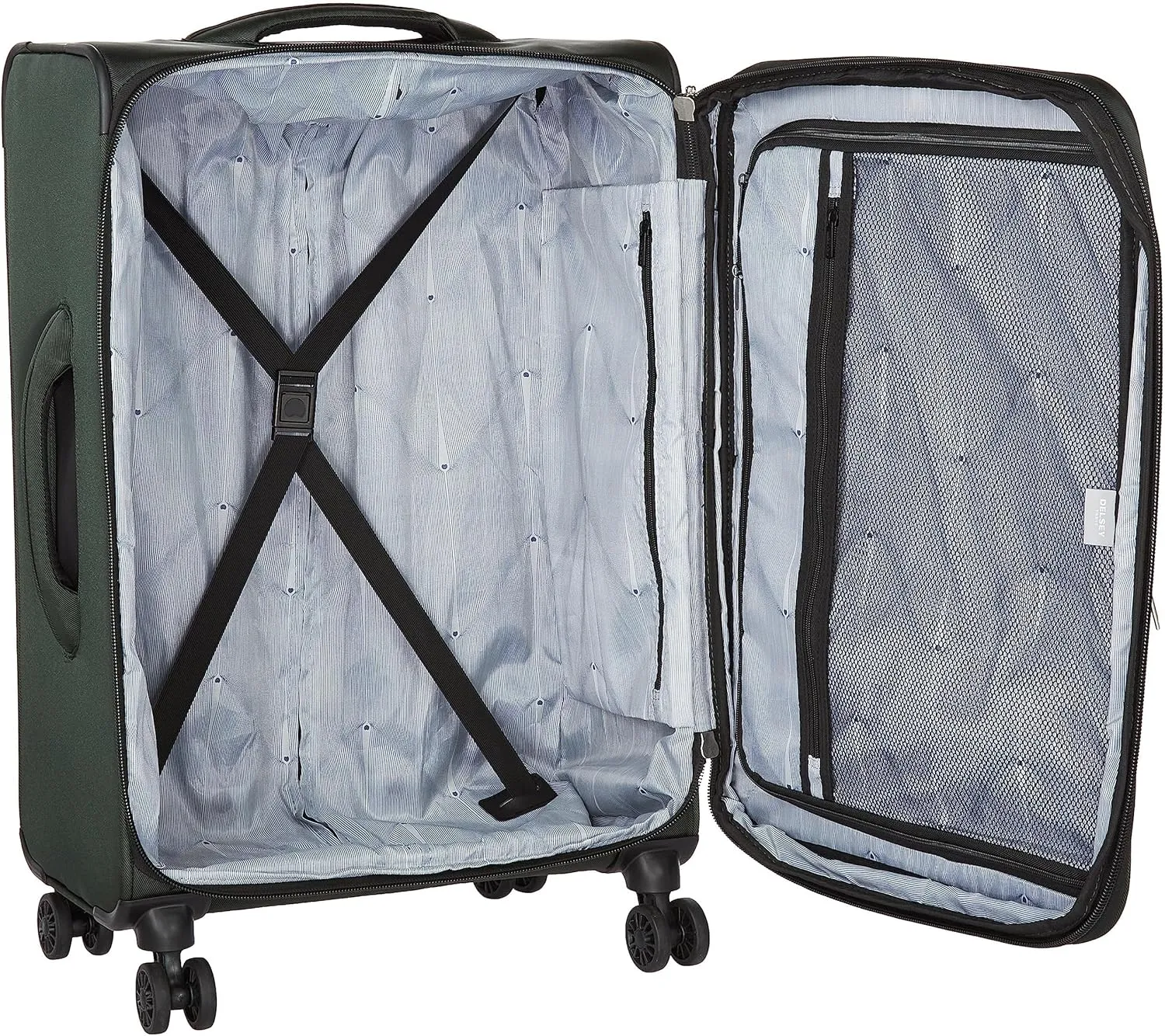 DELSEY PARIS Sky Max 2.0 Softside Expandable Luggage with Spinner Wheels, Green, 2-Piece Set (21/24)