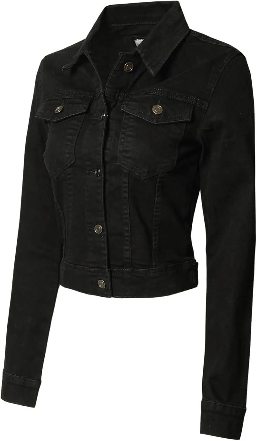 Design by Olivia Women's Classic/Destroyed Vintage Washed Long Sleeve Denim Jean Jacket