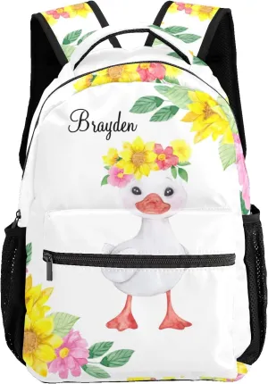 Deven Cute Farm Goose Flowers Personalized Kids Backpack for Boy/Girl Teen Primary School Daypack Travel Bag Bookbag