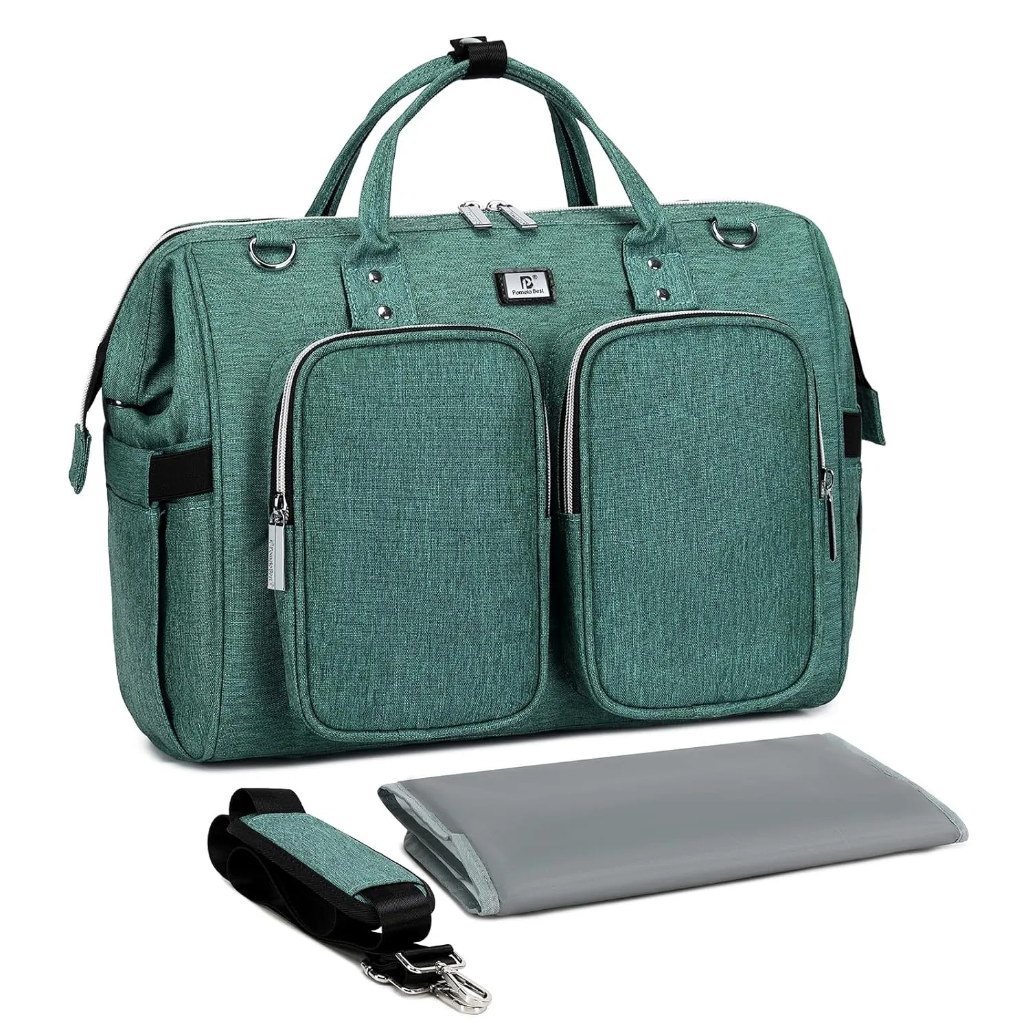 Diaper Bag Totes with Changing Pad & Stroller Straps, Large Portable Newborn Baby Bags, Unisex and Stylish Travel Diaper Backpacks for Mom and Dad (Green)