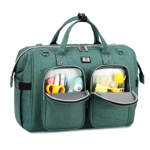 Diaper Bag Totes with Changing Pad & Stroller Straps, Large Portable Newborn Baby Bags, Unisex and Stylish Travel Diaper Backpacks for Mom and Dad (Green)