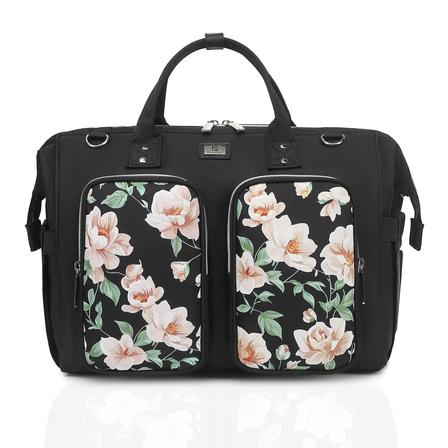 Diaper Bag Totes with Changing Pad & Stroller Straps, Large Portable Newborn Baby Bags, Unisex and Stylish Travel Diaper Backpacks for Mom and Dad (Peony)