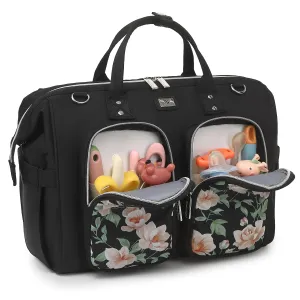 Diaper Bag Totes with Changing Pad & Stroller Straps, Large Portable Newborn Baby Bags, Unisex and Stylish Travel Diaper Backpacks for Mom and Dad (Peony)