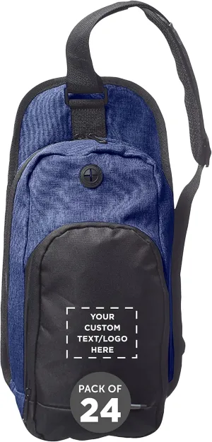 DISCOUNT PROMOS Custom O Valley Crossbody Shoulder Bag Set of 24, Personalized Bulk Pack - Bring Everywhere You Go, Perfect for Travellers and Great for Everyday Use - Blue
