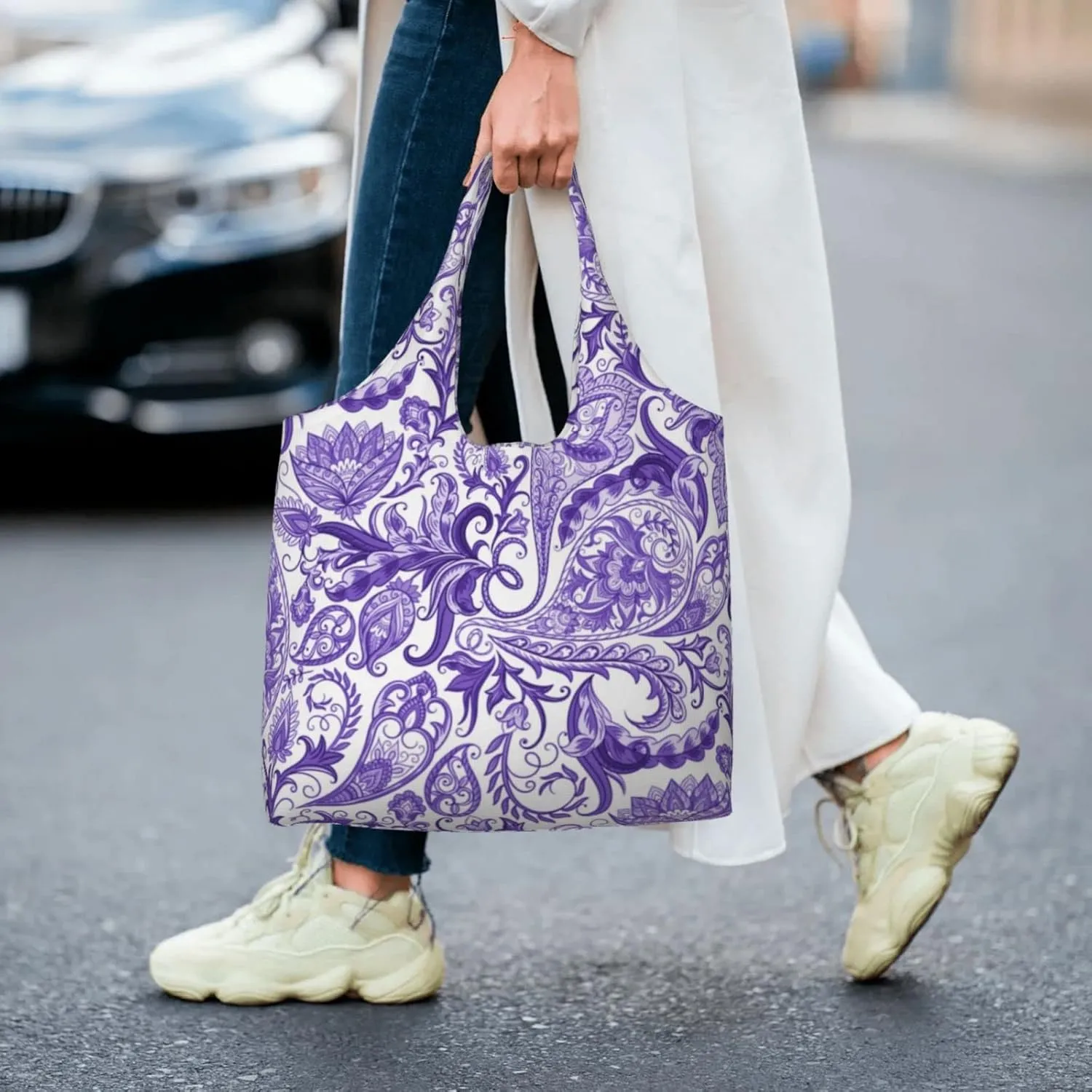 DKJlitter Fashion Canvas Tote Bag, Reusable Grocery Shopping Bag, Large capacity shopping bag Daily Utility Bag