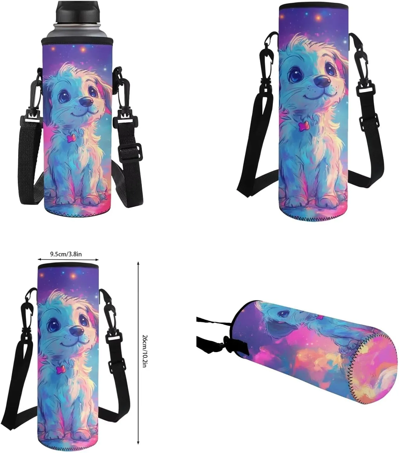 Dog Elementary Backpack for Girls 4pc Bookbag and Lunch Box Set 12-14 Ergonomic Large Capacity 6th Grade School Bag with Water Bottle Holder Travel Daypack