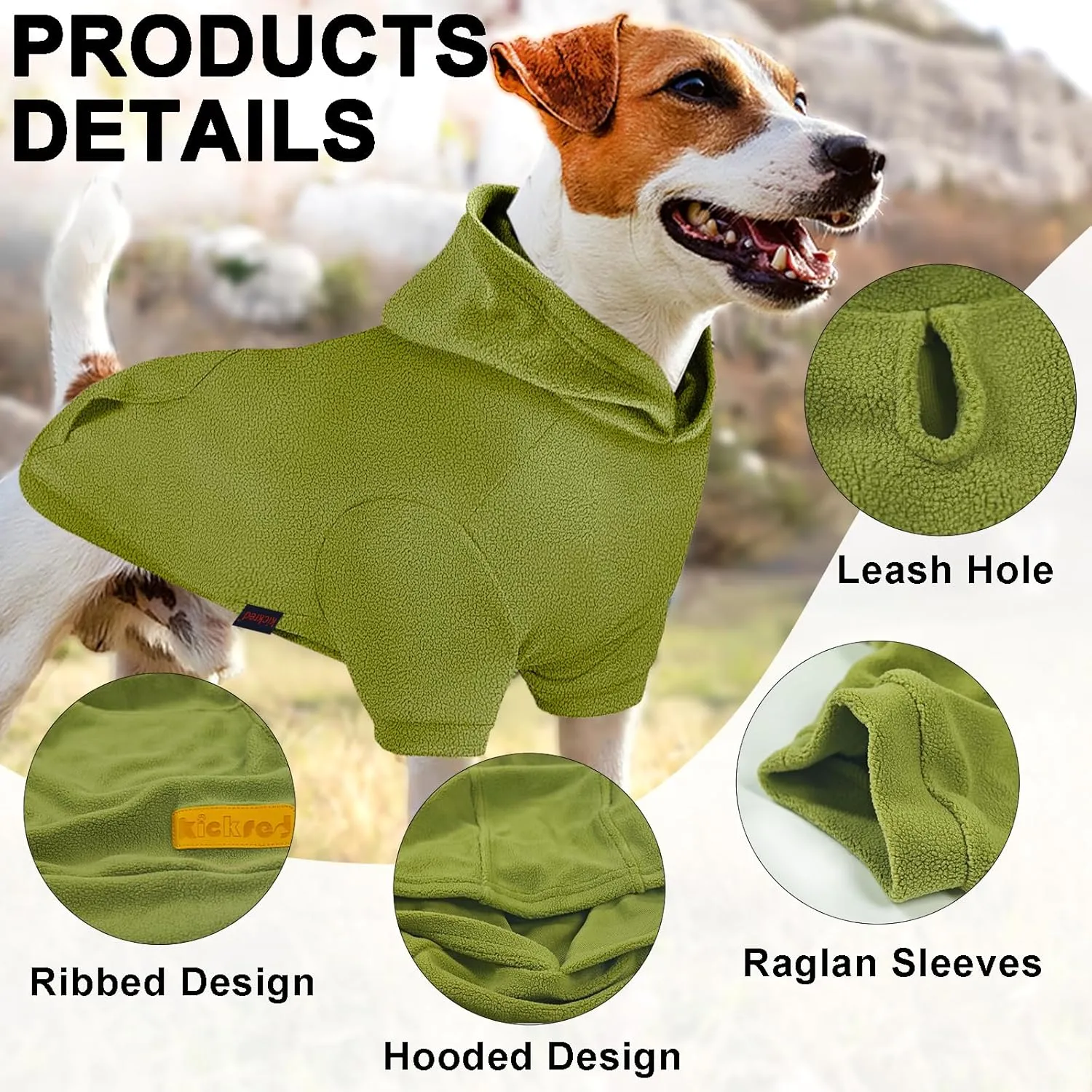 Dog Hoodie Sweatshirts, Fleece Warm Sweater for Dogs, Pet Warm Sweatshirt, Granular Velvet Sweater with Hat and Leash Hole, Soft Velvet Outfit Coat for Small Medium Large Dogs Bean Green(M)