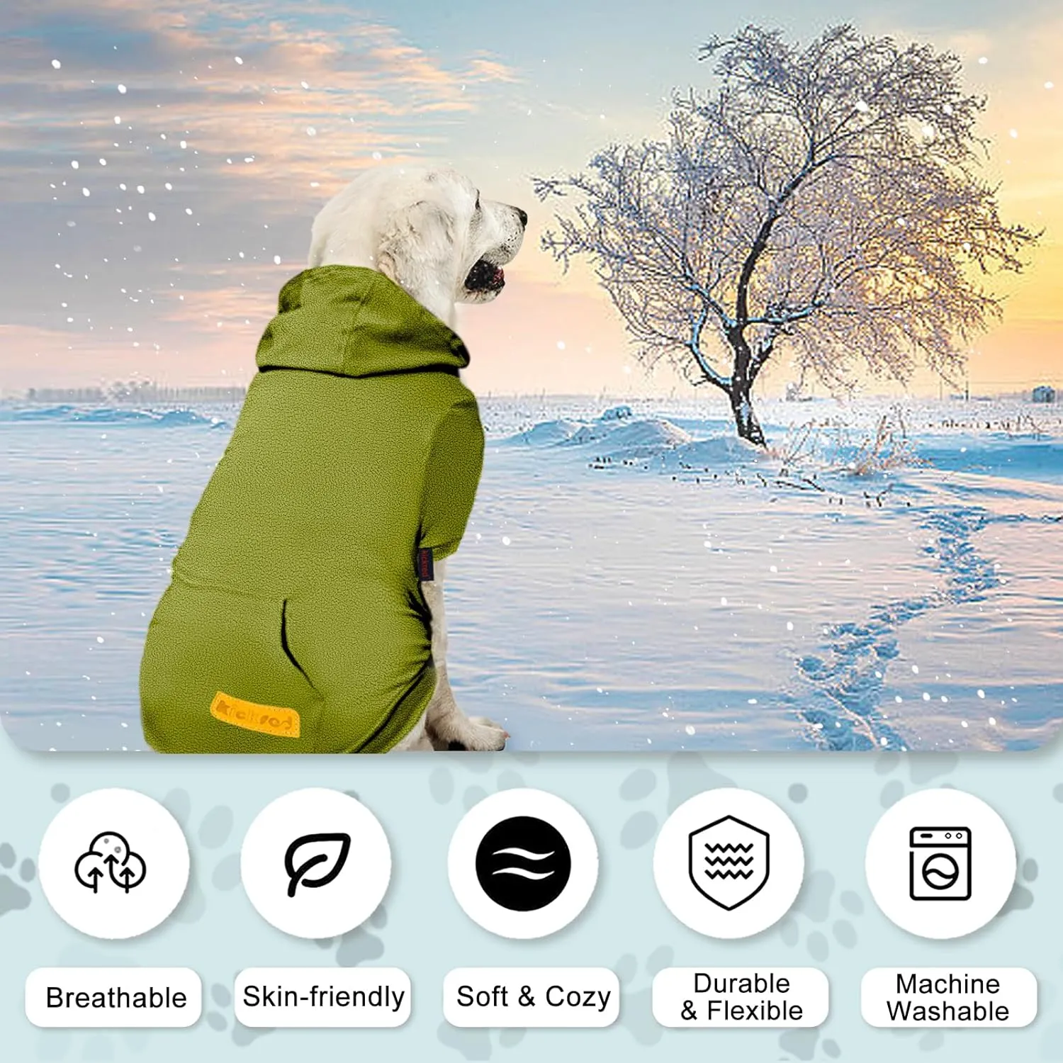 Dog Hoodie Sweatshirts, Fleece Warm Sweater for Dogs, Pet Warm Sweatshirt, Granular Velvet Sweater with Hat and Leash Hole, Soft Velvet Outfit Coat for Small Medium Large Dogs Bean Green(M)