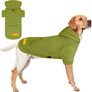 Dog Hoodie Sweatshirts, Fleece Warm Sweater for Dogs, Pet Warm Sweatshirt, Granular Velvet Sweater with Hat and Leash Hole, Soft Velvet Outfit Coat for Small Medium Large Dogs Bean Green(M)