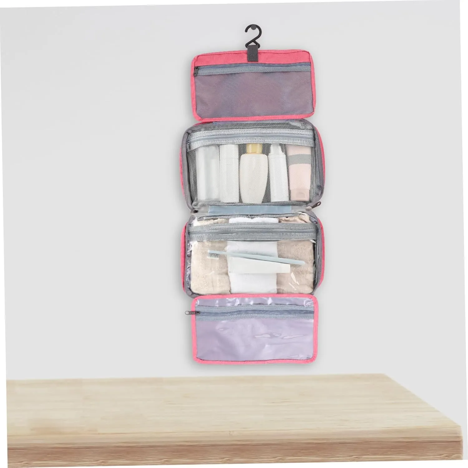DOITOOL 1pc Makeup Storage Bag Makeup Bags Purse Makeup Bag Toiletry Travel Bag Make up Storage Bags Male, Pink, 27X8X18CM