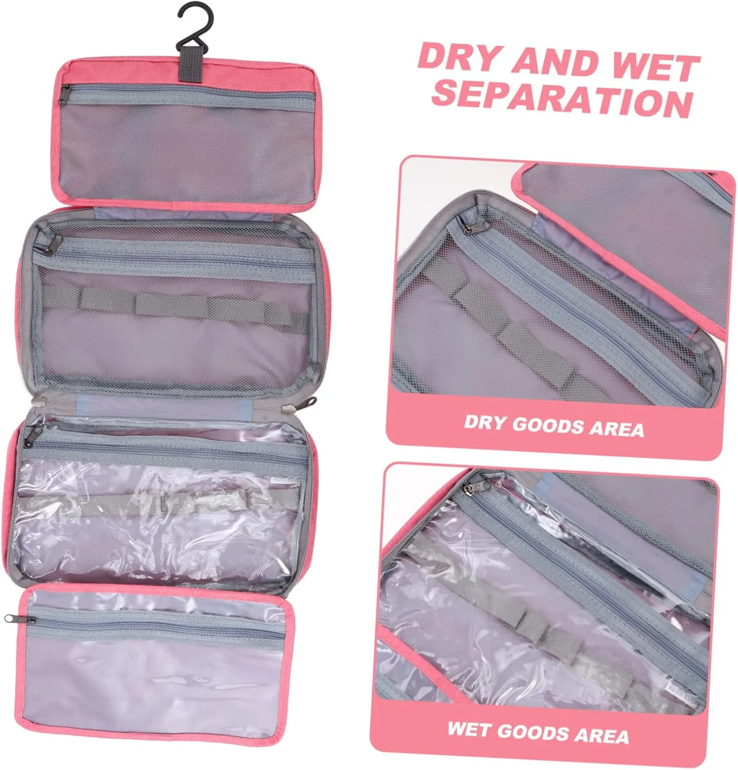 DOITOOL 1pc Makeup Storage Bag Makeup Bags Purse Makeup Bag Toiletry Travel Bag Make up Storage Bags Male, Pink, 27X8X18CM
