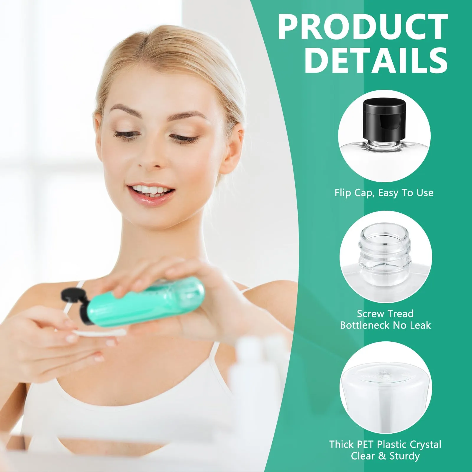 Domensi 8 Pcs 3.4 oz Travel Bottles with Flip Cap Clear Plastic Travel Size Containers Portable Leak Proof Squeeze Bottle Refillable Empty Cosmetic Containers for Liquid Shampoo Lotion