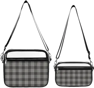 Douglas Grey Tartain Plaid Black Gray Transparent Cross Bag Two-piece Set, Fashionable Transparent Bag