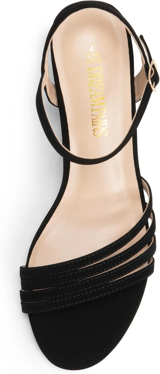 DREAM PAIRS Women's Low Kitten Heels Open Round Toe Comfortable Strappy Heels for Daily Casual Dressy Wedding Party Evening Sandals