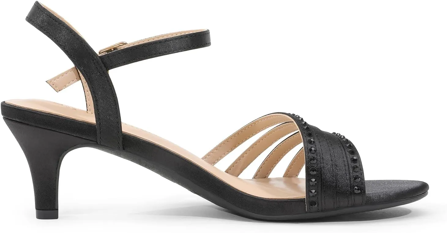 DREAM PAIRS Women's Low Kitten Heels Open Round Toe Comfortable Strappy Heels for Daily Casual Dressy Wedding Party Evening Sandals