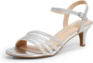 DREAM PAIRS Women's Low Kitten Heels Open Round Toe Comfortable Strappy Heels for Daily Casual Dressy Wedding Party Evening Sandals