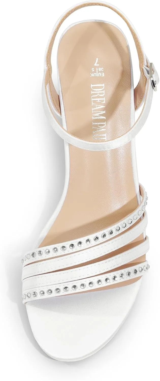 DREAM PAIRS Women's Low Kitten Heels Open Round Toe Comfortable Strappy Heels for Daily Casual Dressy Wedding Party Evening Sandals