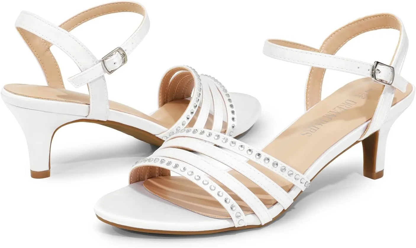 DREAM PAIRS Women's Low Kitten Heels Open Round Toe Comfortable Strappy Heels for Daily Casual Dressy Wedding Party Evening Sandals
