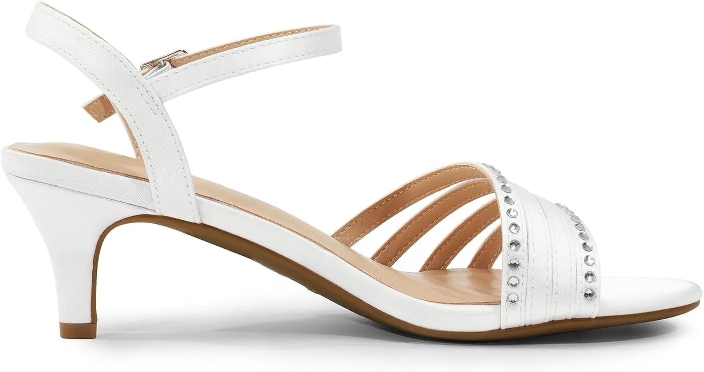 DREAM PAIRS Women's Low Kitten Heels Open Round Toe Comfortable Strappy Heels for Daily Casual Dressy Wedding Party Evening Sandals