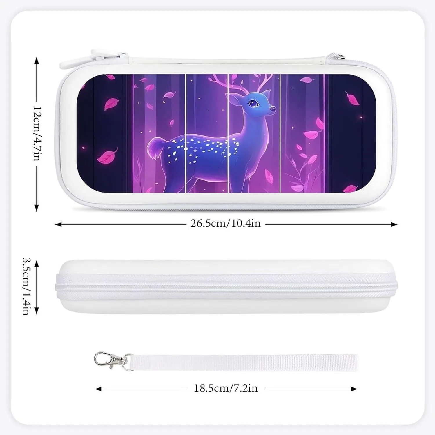Dreamy Deer Glowing Leaves Compatible with Switch Carrying Case Hard Travel Game Bag Pouch with 15 Games Accessories