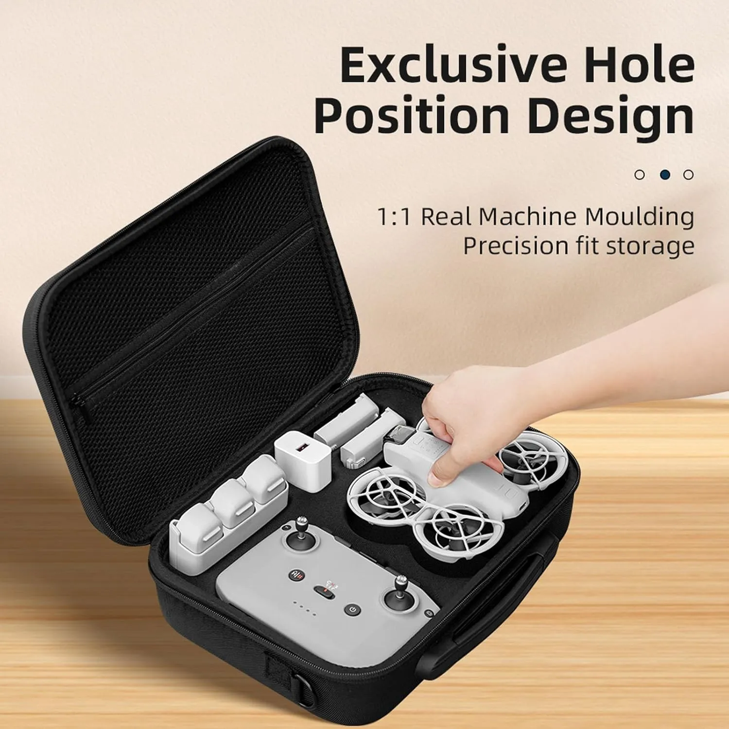 Drone Travel Carrying Case for Neo RC N3 Remote Controller Intelligent Flight Battery, Hard Shell Protective Shoulder Bag with EVA Inserts (Black)